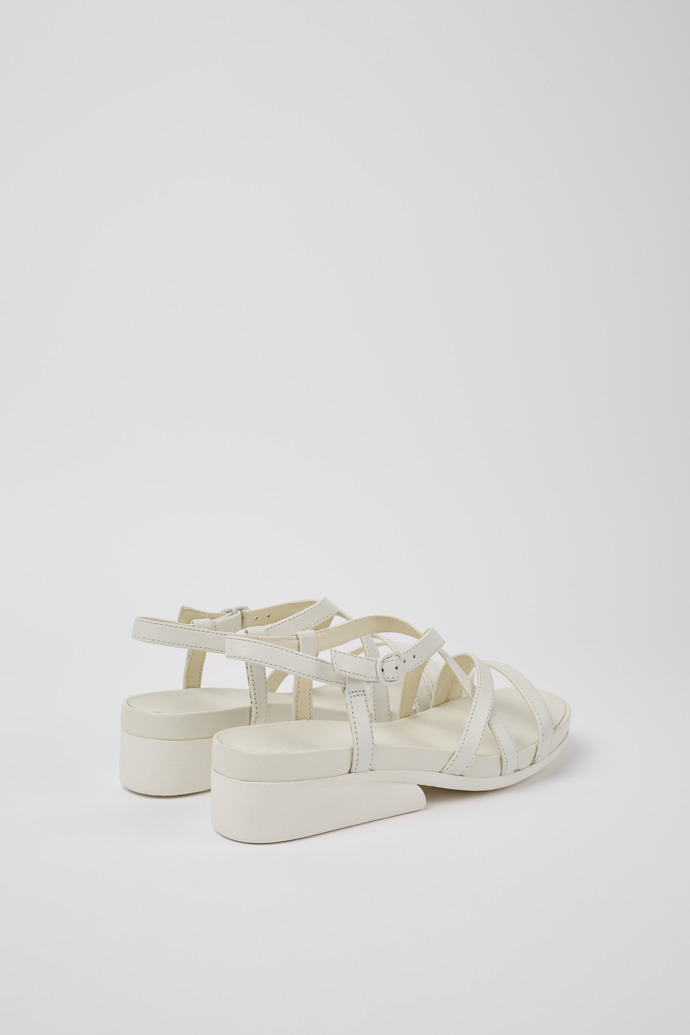 Back view of Minikaah White leather sandals for women
