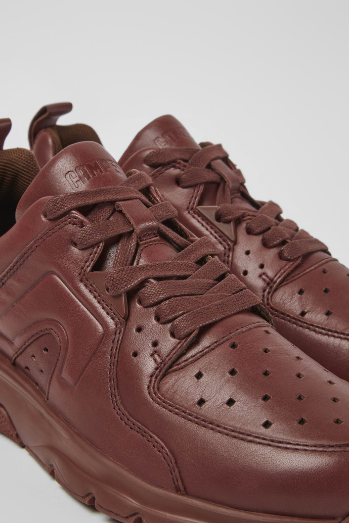 Close-up view of Drift Burgundy leather sneakers for women