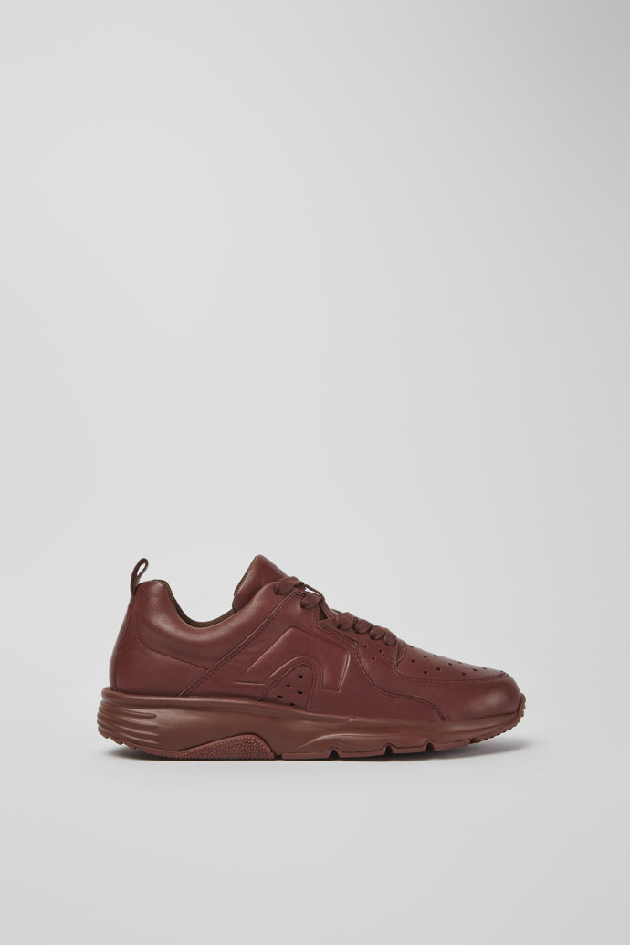 Image of Side view of Drift Burgundy leather sneakers for women