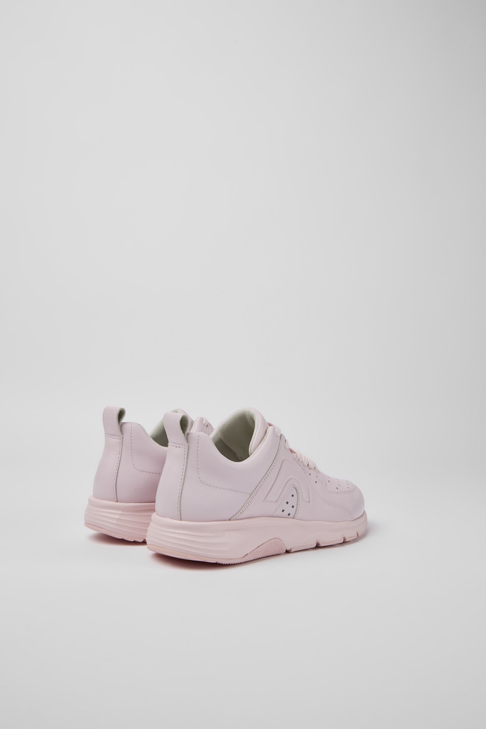 Back view of Drift Pink leather sneakers for women