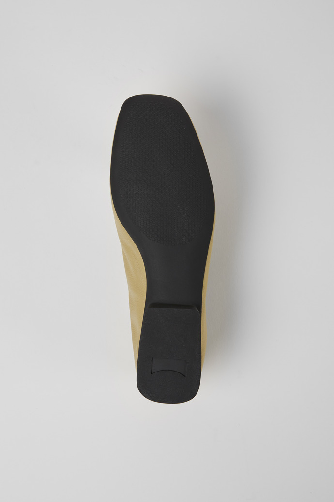 The soles of Casi Myra Beige leather ballerinas