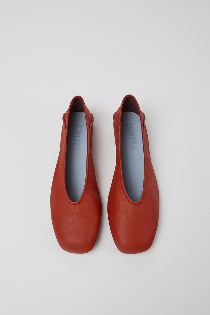 Overhead view of Casi Myra Red leather shoes for women