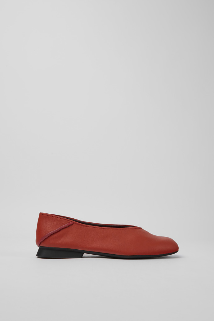Side view of Casi Myra Red leather shoes for women