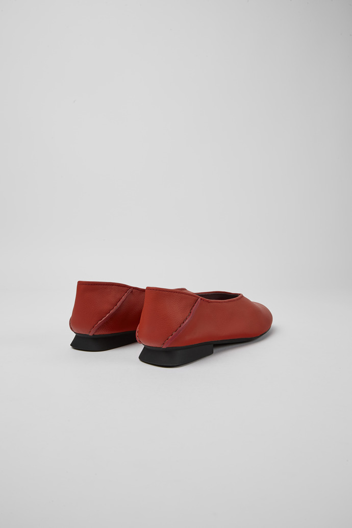 Back view of Casi Myra Red leather shoes for women