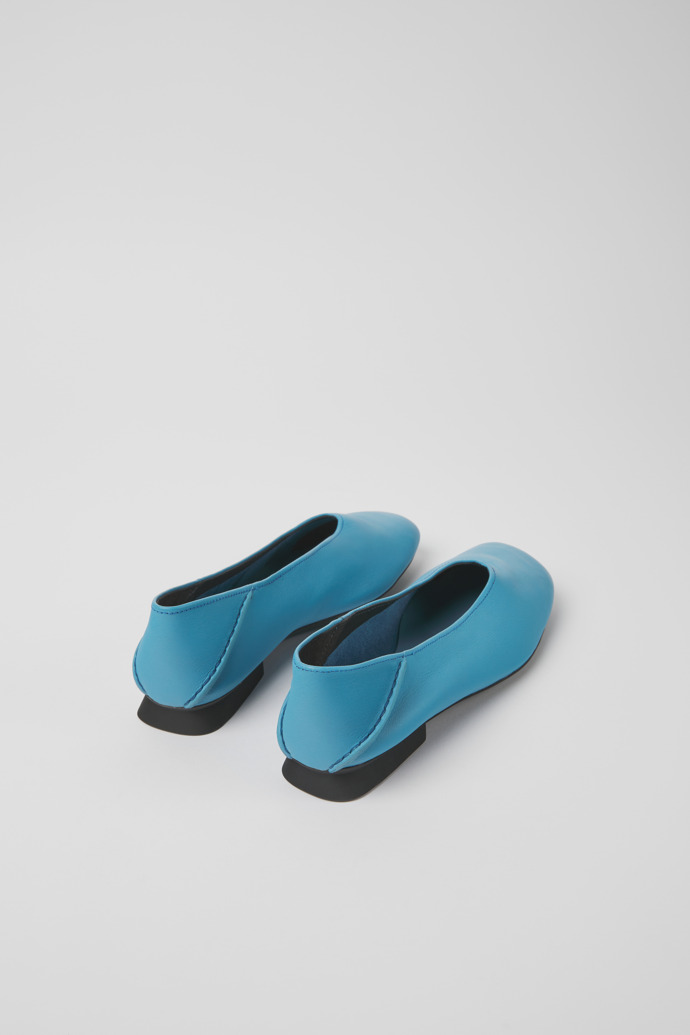Back view of Casi Myra Blue leather ballerinas for women