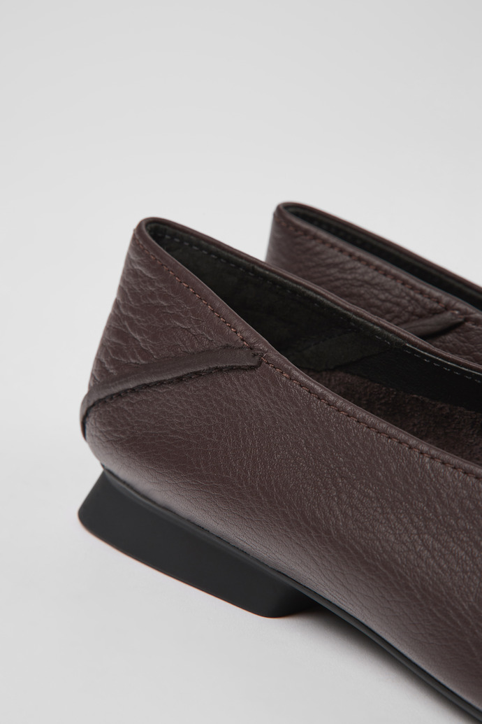 Close-up view of Casi Myra Brown leather ballerinas for women