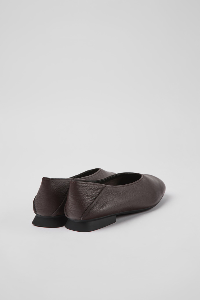 Back view of Casi Myra Brown leather ballerinas for women