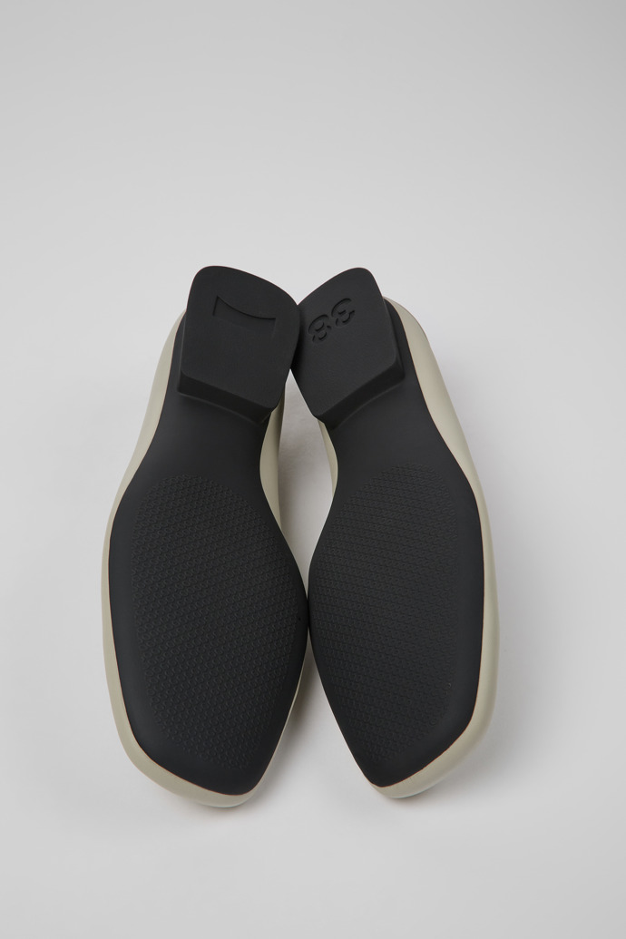 The soles of Casi Myra Gray leather ballerinas for women