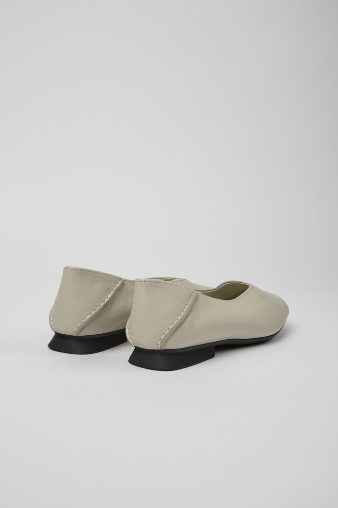 Back view of Casi Myra Gray leather ballerinas for women