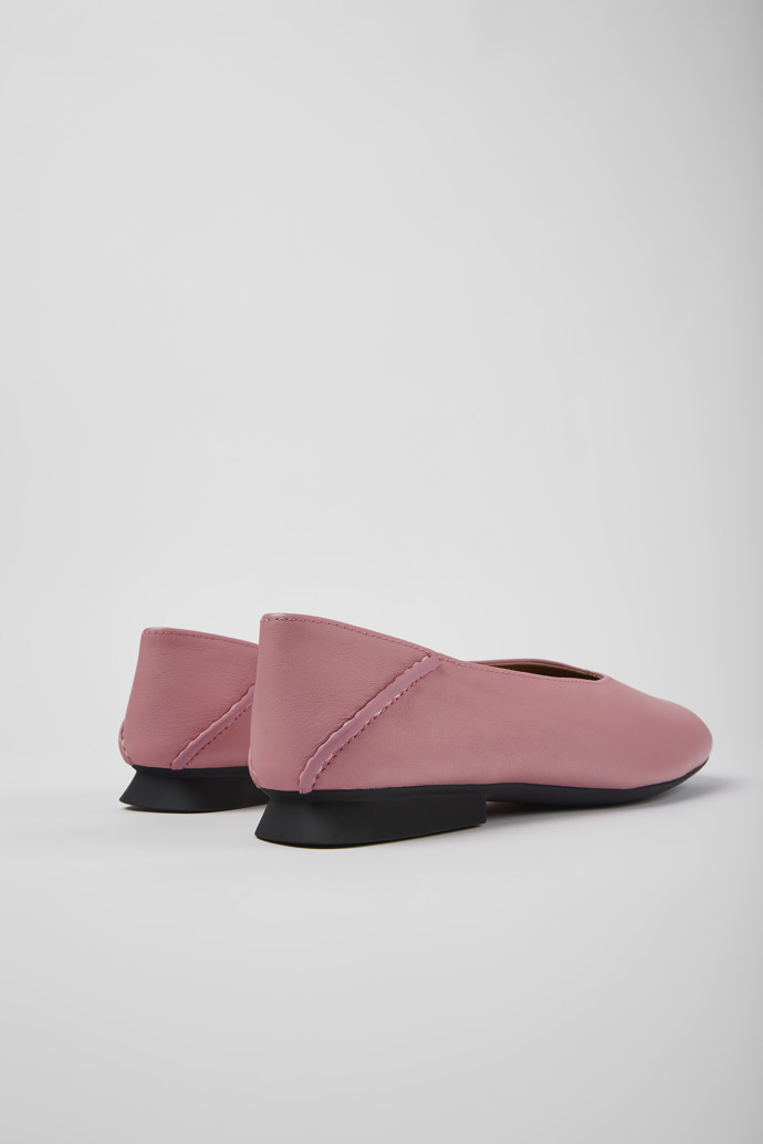 Back view of Casi Myra Pink leather ballerinas for women
