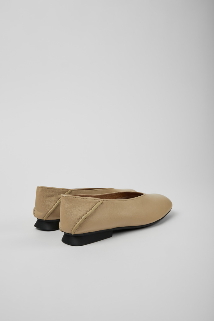 Back view of Casi Myra Beige leather ballerinas for women