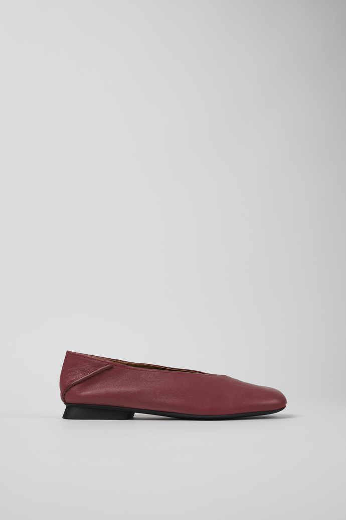 Image of Side view of Casi Myra Red Leather Ballerina for Women