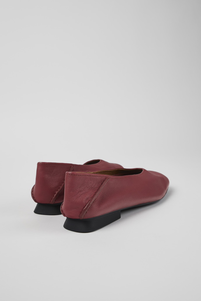 Back view of Casi Myra Red Leather Ballerina for Women