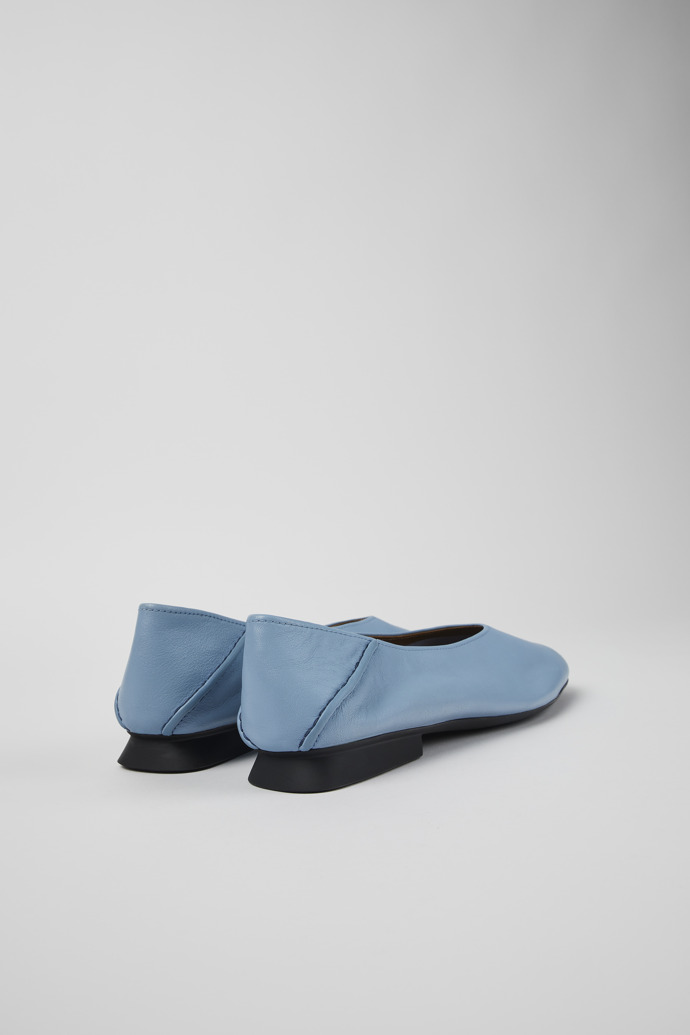 Back view of Casi Myra Blue Leather Ballerina for Women