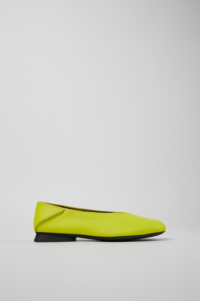 Side view of Casi Myra Yellow leather ballerinas for women