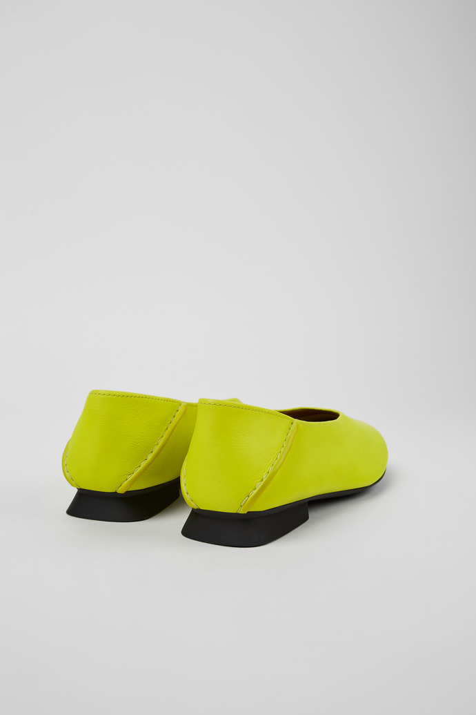 Back view of Casi Myra Yellow leather ballerinas for women