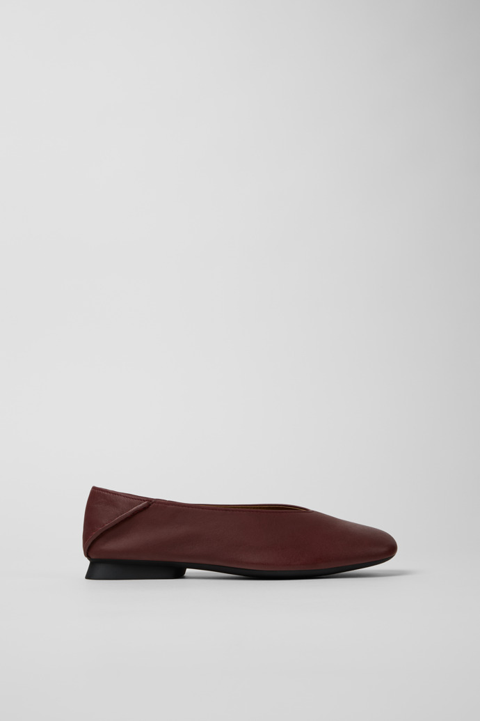 Side view of Casi Myra Burgundy Leather Ballerinas for Women.