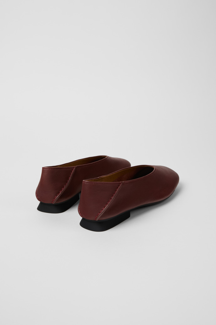 Back view of Casi Myra Burgundy Leather Ballerinas for Women.