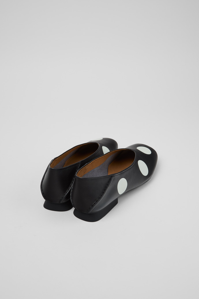 Back view of Twins Black and White Leather Ballerinas for Women.