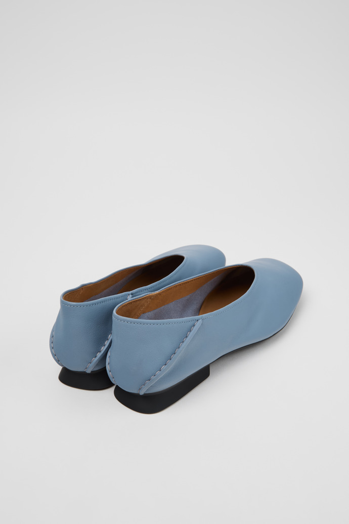 Back view of Casi Myra Blue Leather Ballerinas for Women.