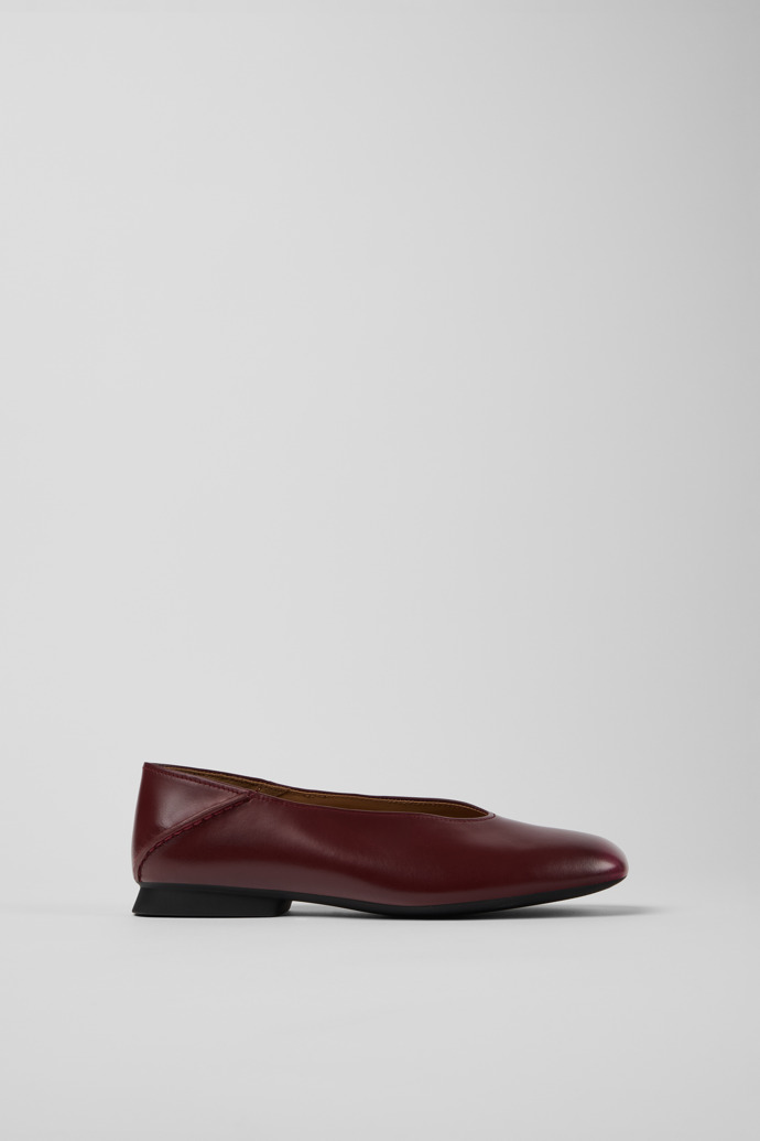 Side view of Casi Myra Burgundy Leather Ballerinas for Women.