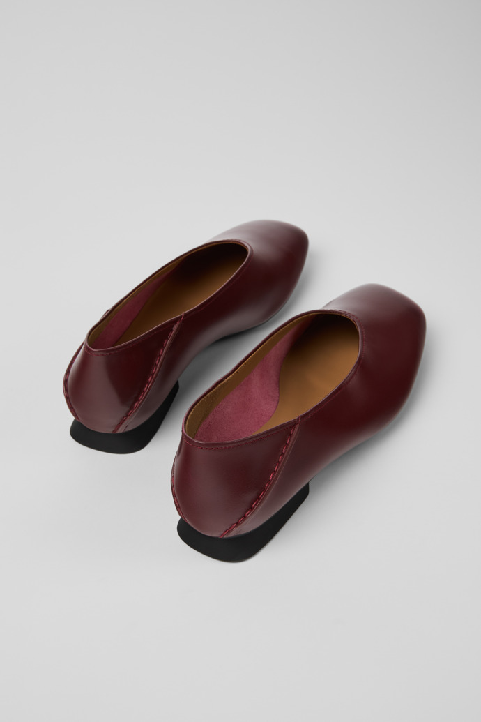 Back view of Casi Myra Burgundy Leather Ballerinas for Women.