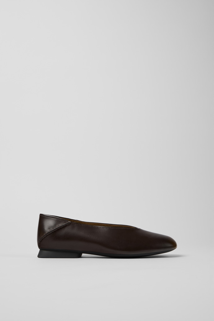 Side view of Casi Myra Brown Leather Ballerinas for Women.