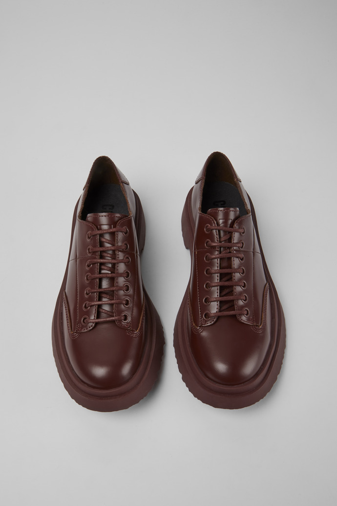 Overhead view of Walden Burgundy leather lace-up shoes