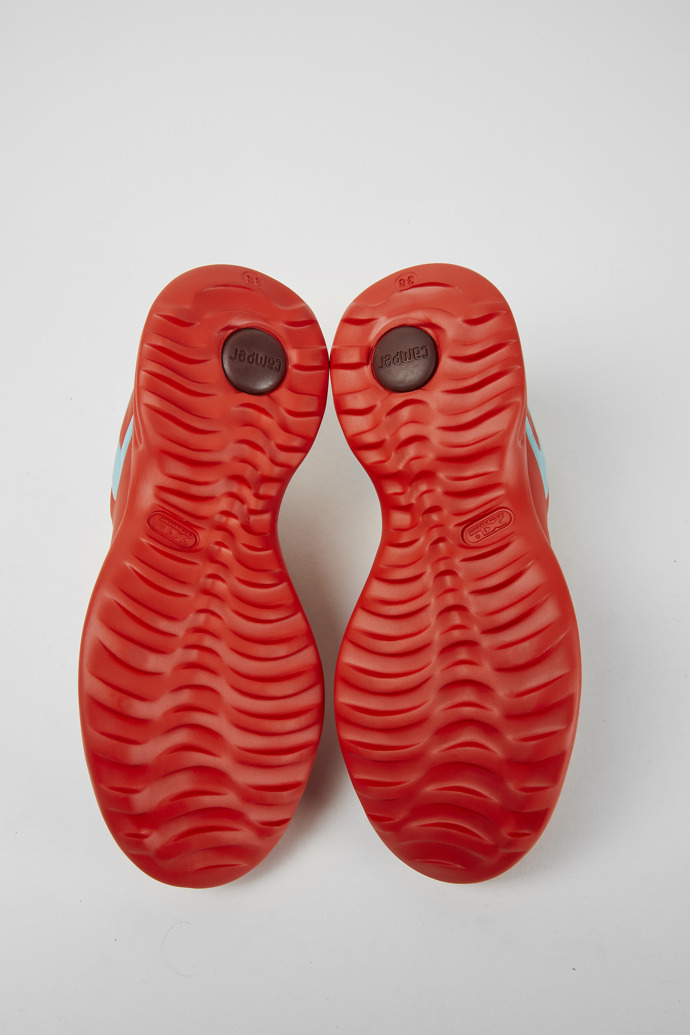 Twins Sneakers de piel en rojo y turquesa