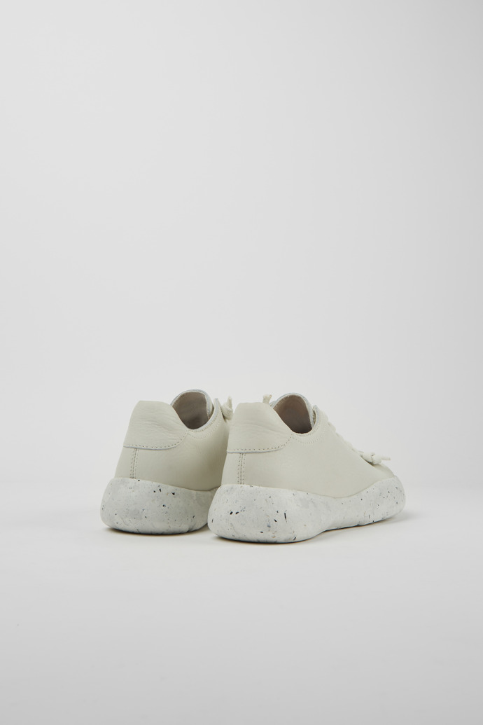 Back view of Peu Stadium White non-dyed leather sneakers for women