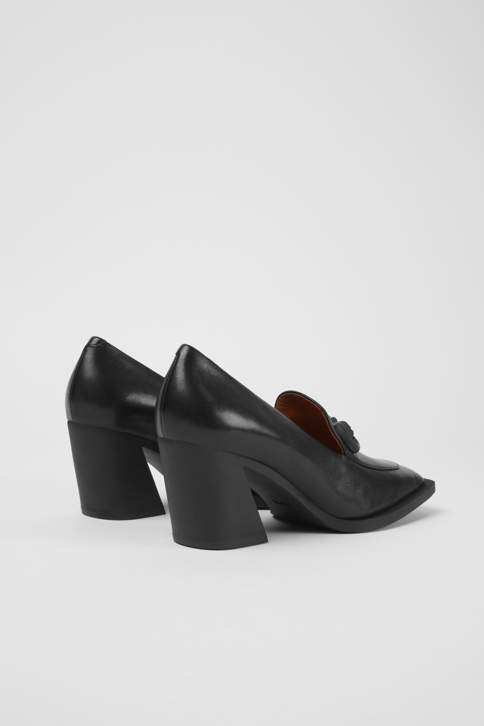 Back view of Twins Black leather shoes for women