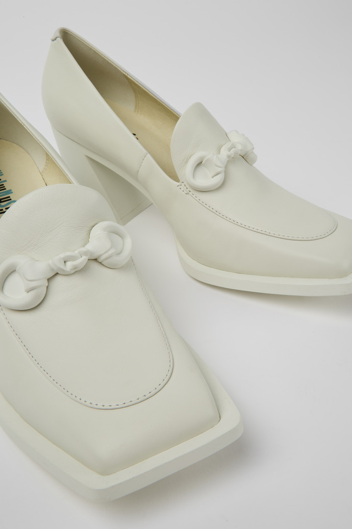 Close-up view of Twins White leather shoes for women