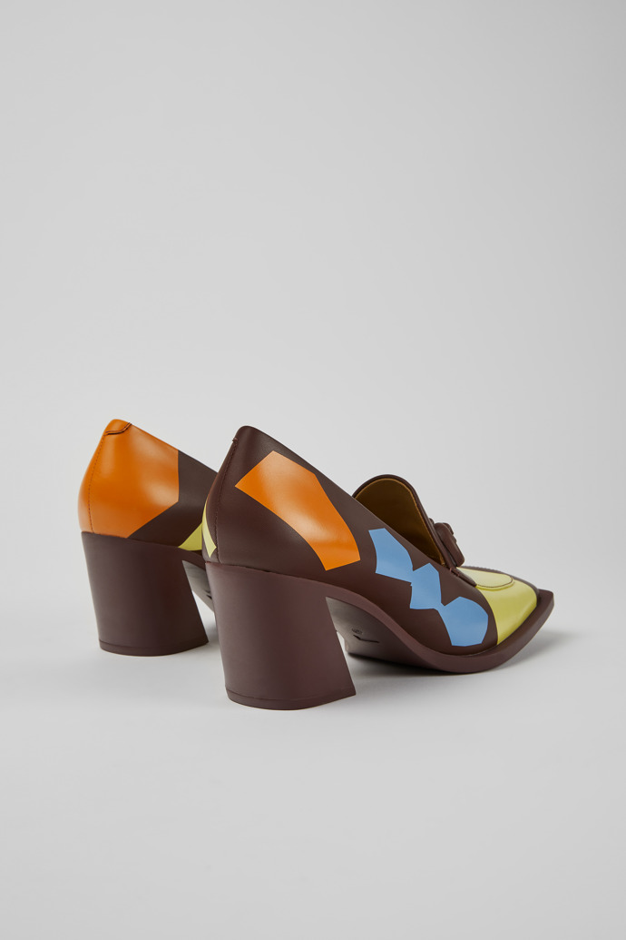 Back view of Twins Multicolored leather heels for women