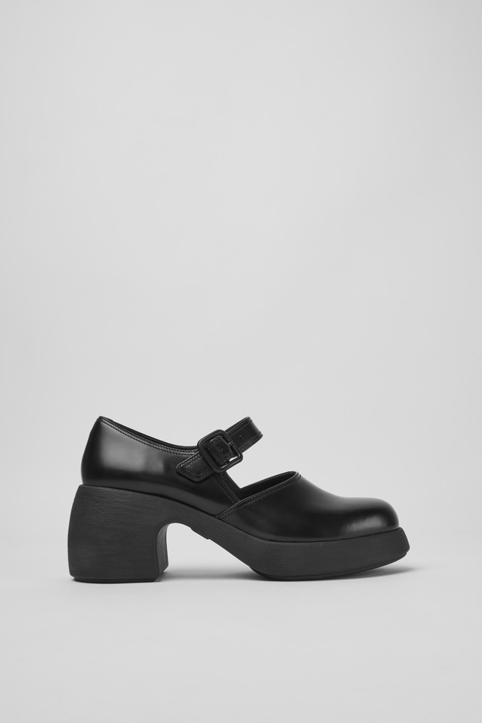 Side view of Thelma Black leather shoes