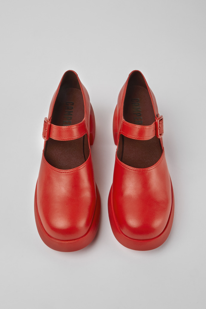 Overhead view of Thelma Red leather shoes
