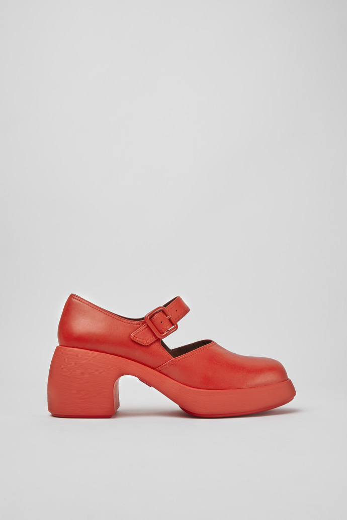 Side view of Thelma Red leather shoes