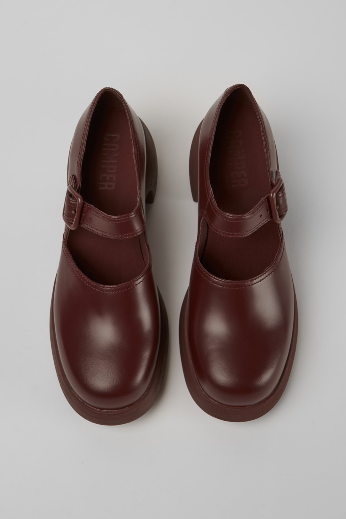 Overhead view of Thelma Burgundy leather shoes