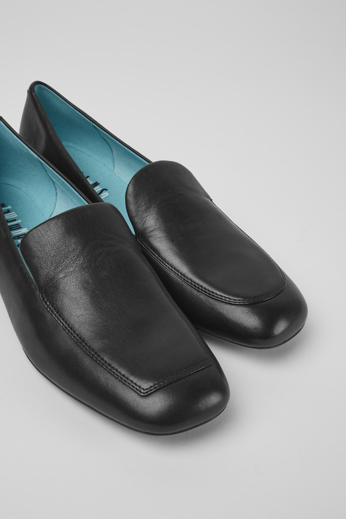 Close-up view of Twins Black leather shoes for women