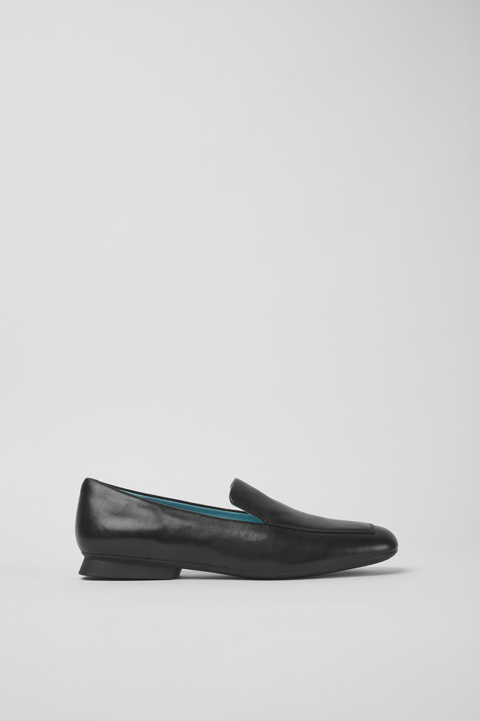 Side view of Twins Black leather shoes for women