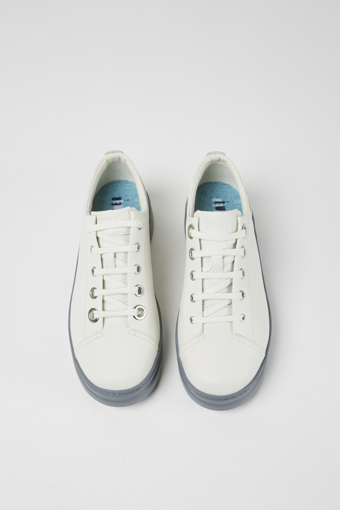 Overhead view of Twins White leather sneakers