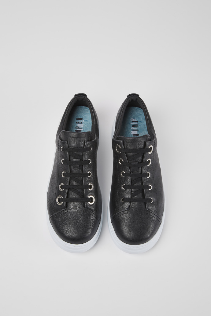 Overhead view of Twins Black leather sneakers
