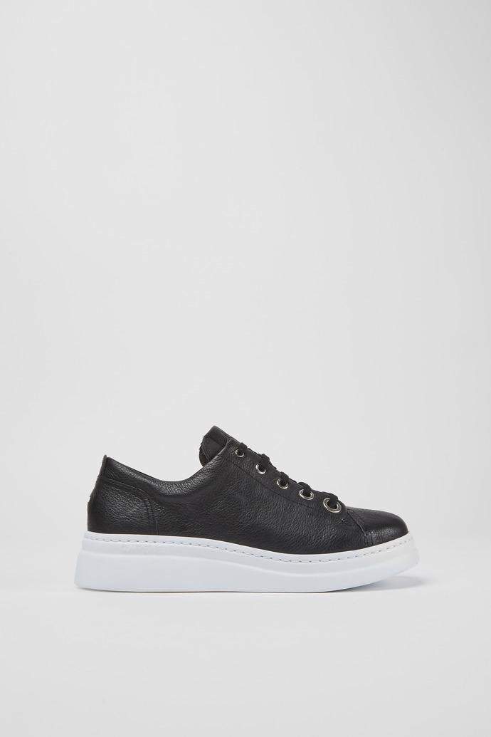 Side view of Twins Black leather sneakers