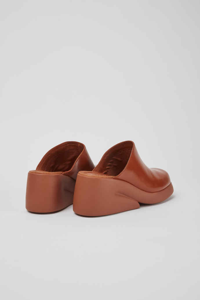 Back view of Kaah Brown leather clogs