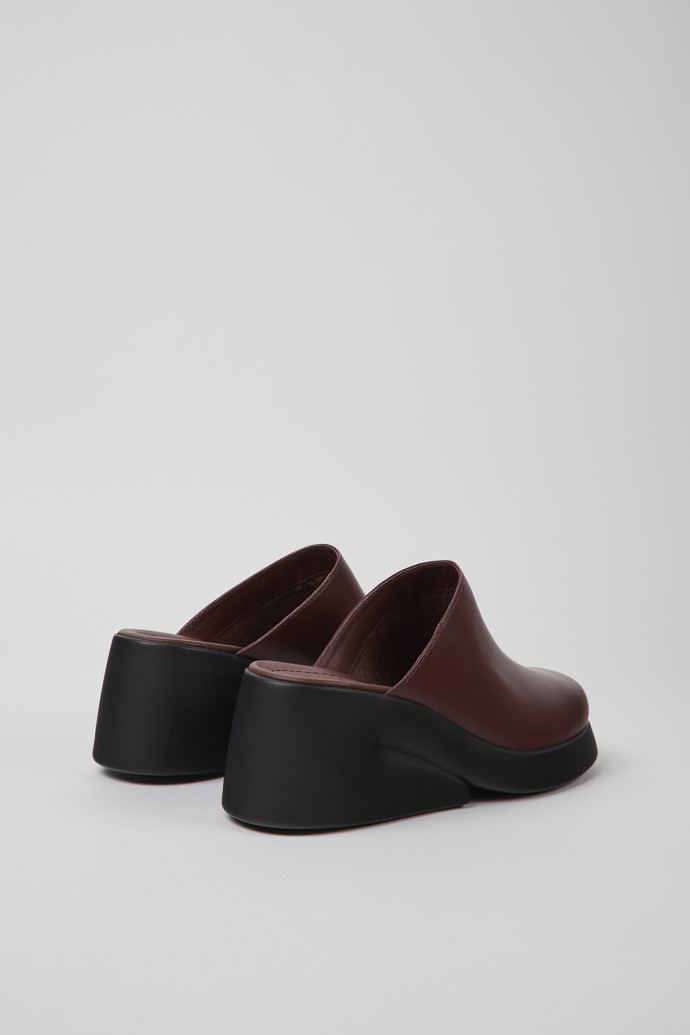 Back view of Kaah Burgundy leather mules for women