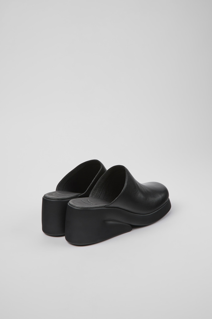Back view of Kaah Black leather mules for women