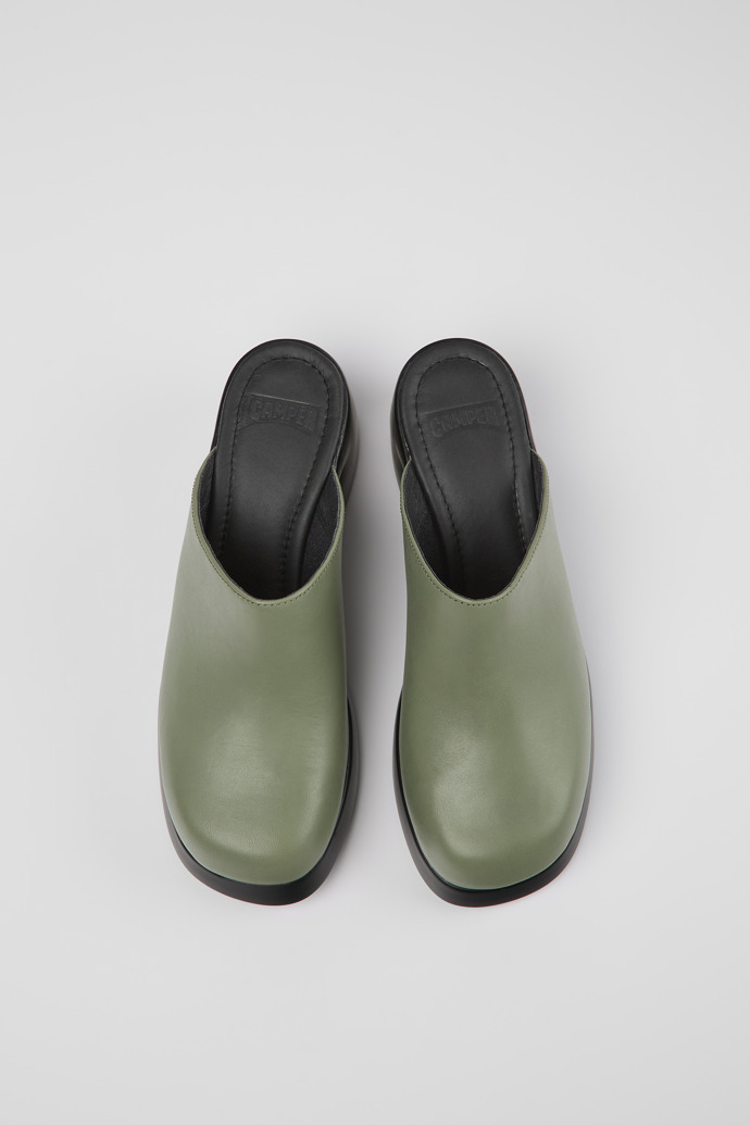 Kaah Zielone skórzane buty damskie typu mule