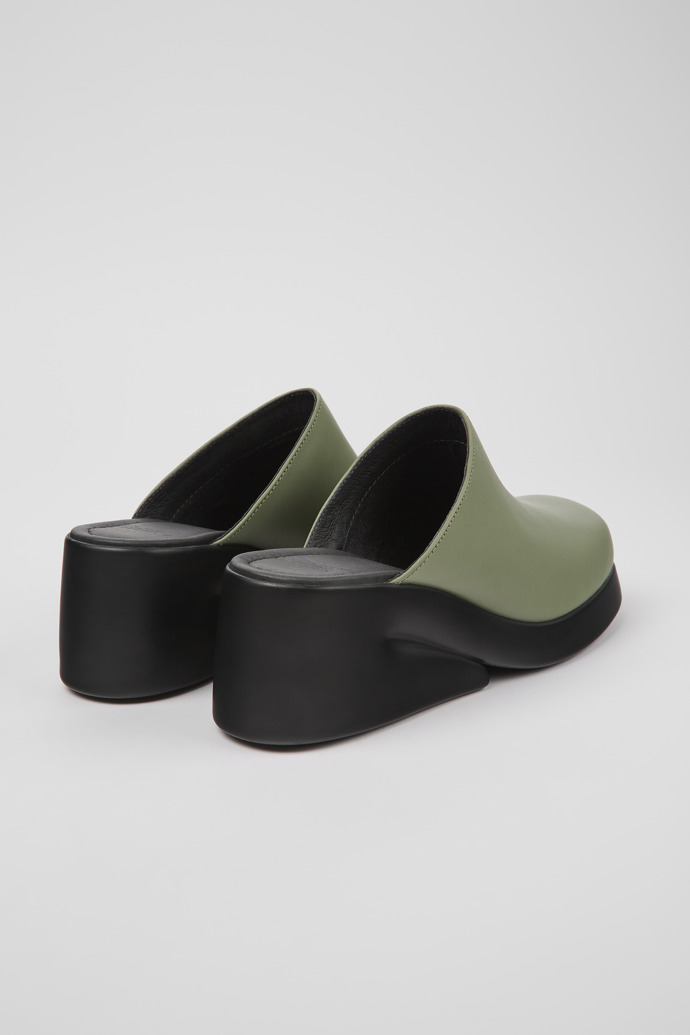 Back view of Kaah Green leather mules for women