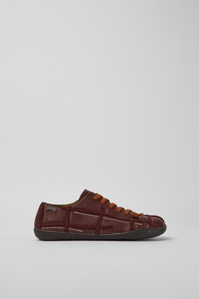 Side view of Twins Burgundy leather shoes for women
