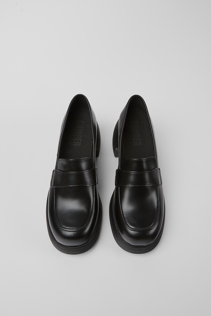 Overhead view of Thelma Black leather shoes
