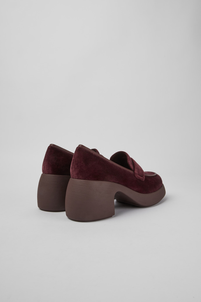 Back view of Thelma Burgundy velvet fabric shoes